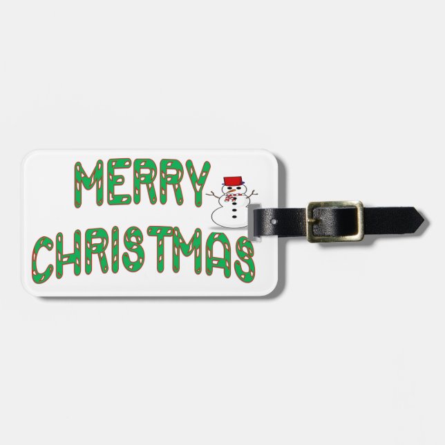 Christmas Candy Stick Luggage Tag (Front Horizontal)