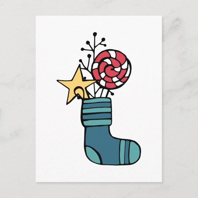 Christmas Candy Stocking Postcard (Front)