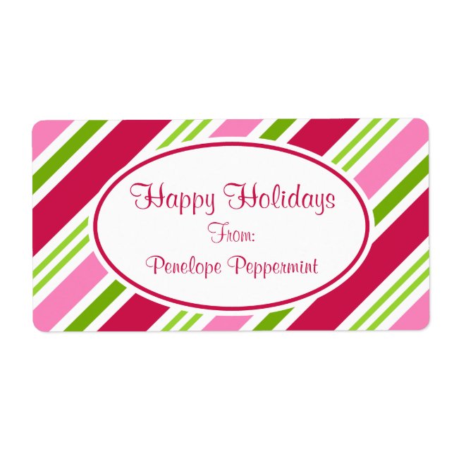 Christmas Candy Stripes Labels (Front)
