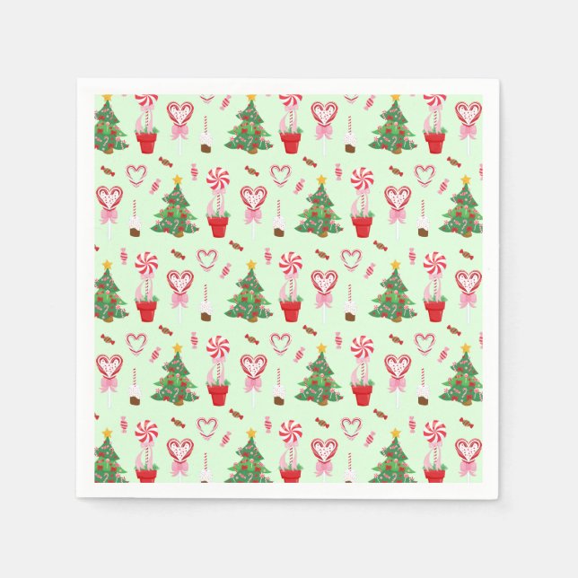 Christmas Candy Trees Pattern Napkin (Front)