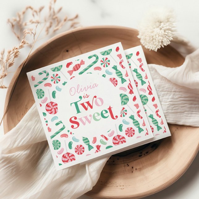 Christmas Candy Two Sweet 2nd Birthday Napkin (Creator Uploaded)