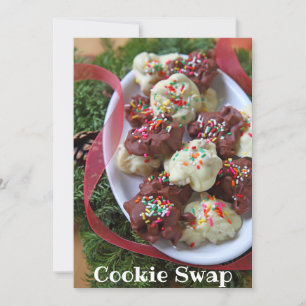Christmas candy with ribbon and greenery invitation