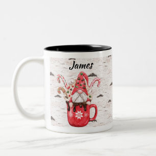 Christmas Candycane Gnome in Chocolate Mug 