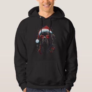 Christmas Cane Corso Dog Santa Hat Sunglasses Holi Hoodie