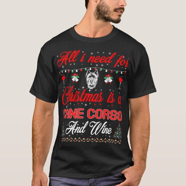 Christmas Cane Corso Wine T-Shirt (Front)