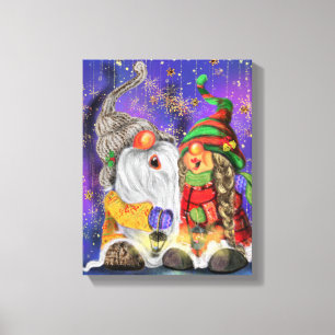 Christmas Canvas Print Gift with Happy Gnomes