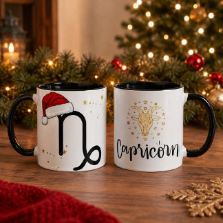 Christmas Capricorn Zodiac Santa Hat Mug
