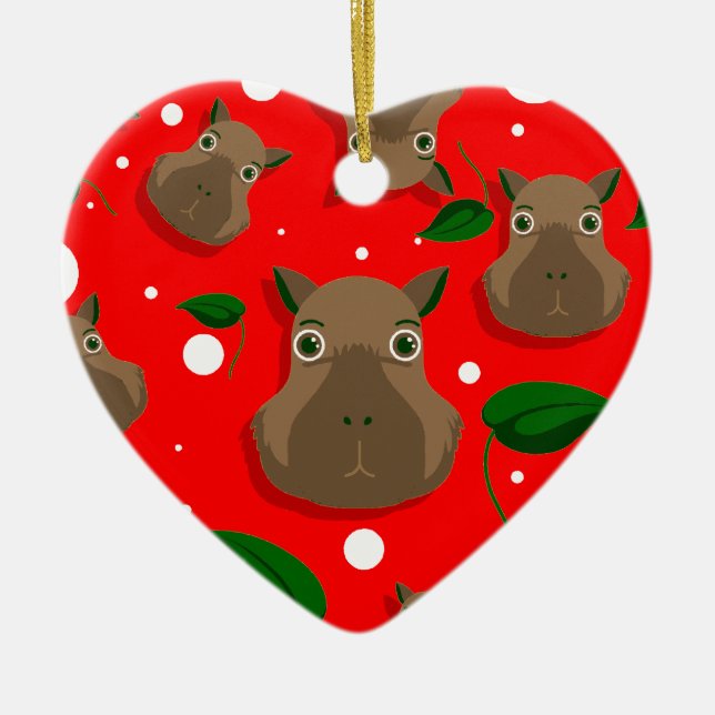 christmas capybara ceramic tree decoration (Front)