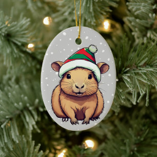 Christmas Capybara Ceramic Tree Decoration