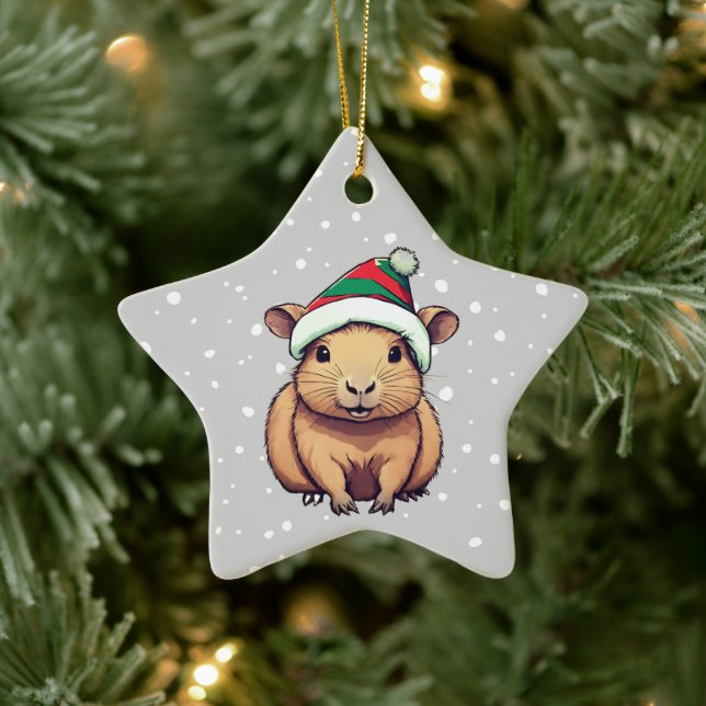 Christmas Capybara Ceramic Tree Decoration (Tree)