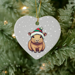 Christmas Capybara Ceramic Tree Decoration