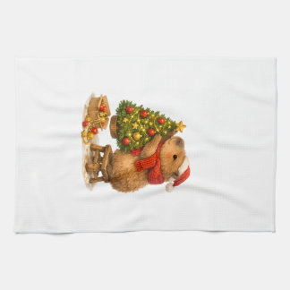 Christmas Capybara Decorating Tree Tea Towel