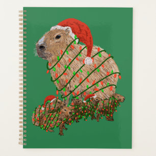 Christmas Capybara Family Wrapped in Lights Planner