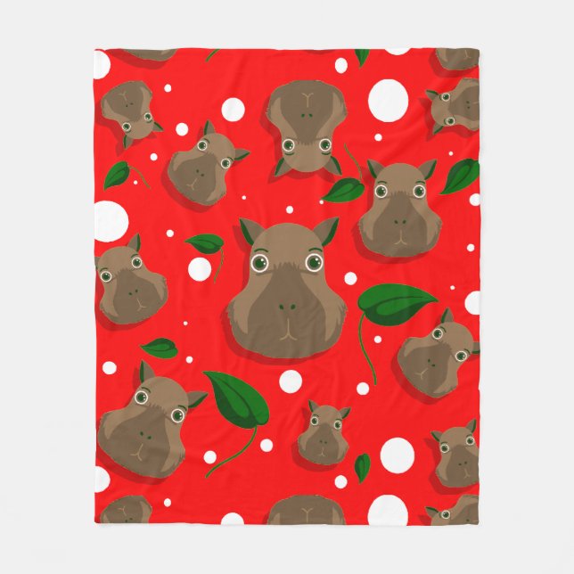 christmas capybara fleece blanket (Front)