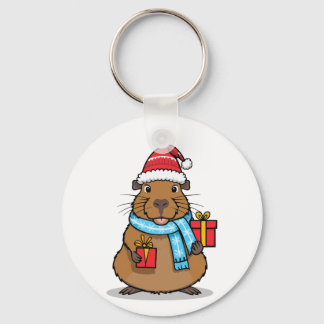 Christmas Capybara Key Ring