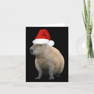 Christmas Capybara Santa Hat Card