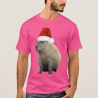 Christmas Capybara Santa Hat vintage T-Shirt