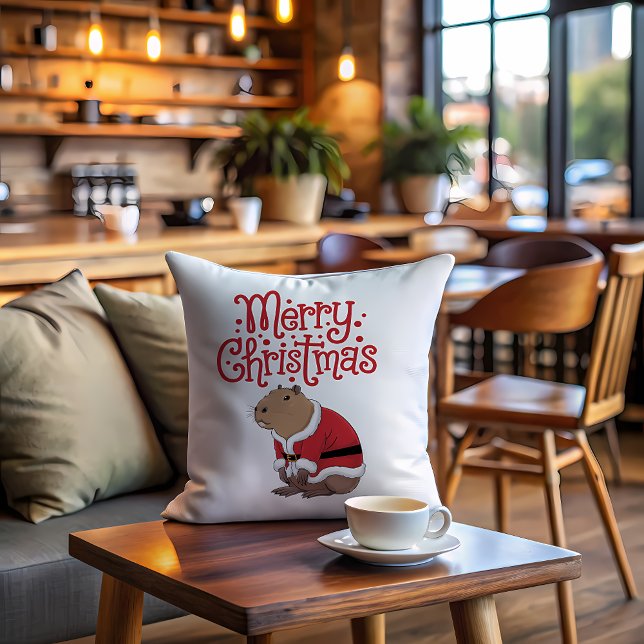 Christmas Capybara Throw Pillow (Creator Uploaded)