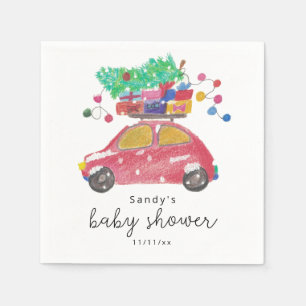 Christmas car - baby shower  napkin