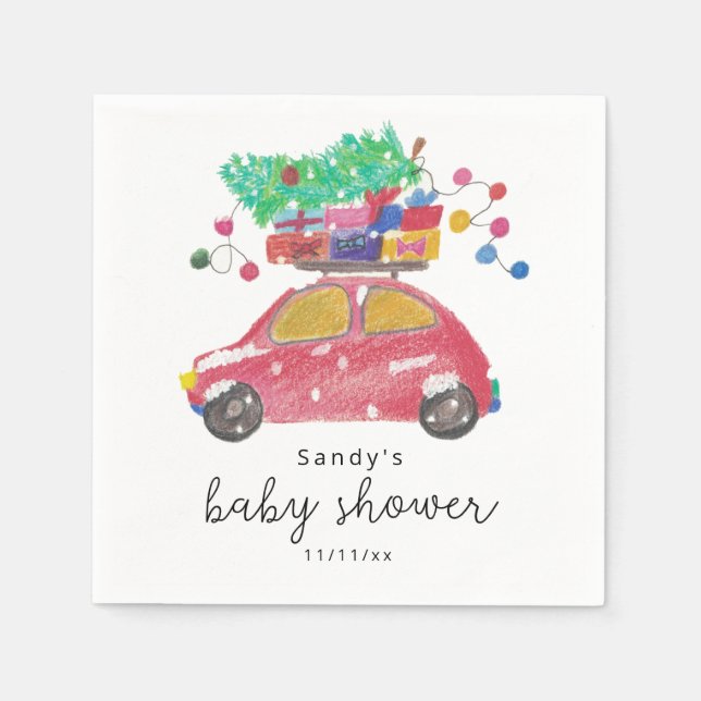 Christmas car - baby shower  napkin (Front)