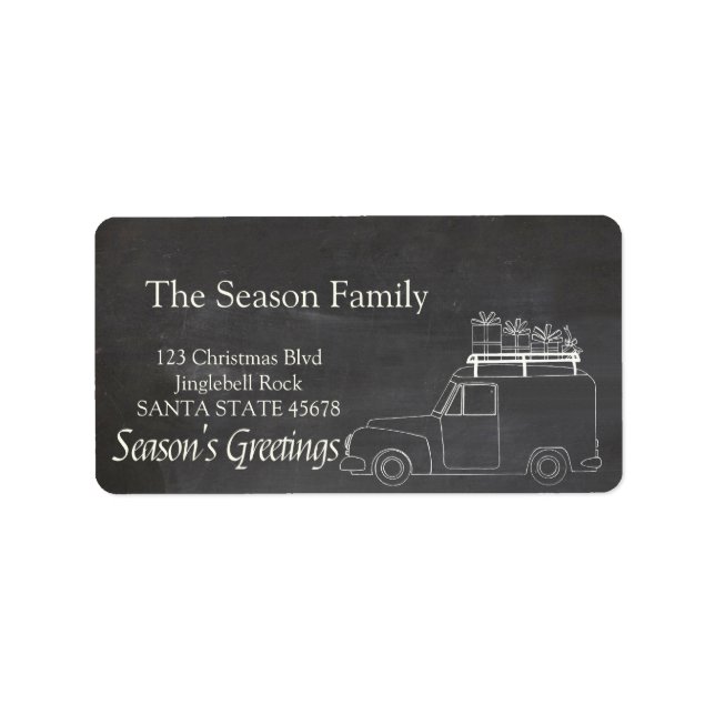 "Christmas car"  chalkboard Season's Greetings Label (Front)
