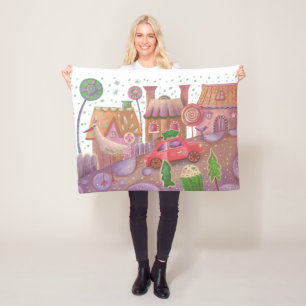 christmas car fleece blanket
