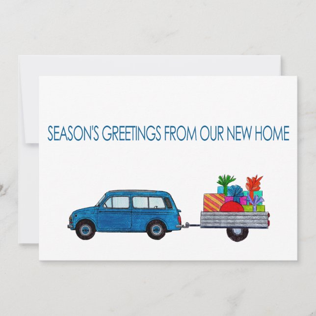 Christmas Car Season's Greetings from New Home Holiday Card (Front)