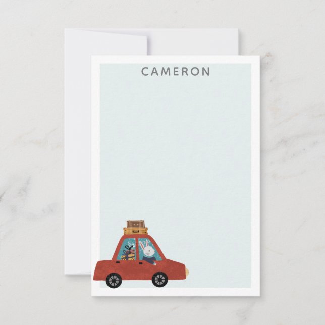 Christmas Car Travel Bunny Rabbit Personalised Card (Front)
