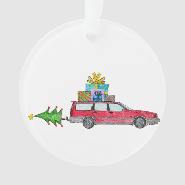 Christmas car with gifts ornament (Front)