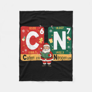 Christmas Carbon Nitrogen 67 Funny Science Santa T Fleece Blanket
