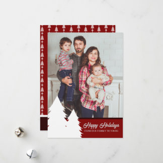 Christmas Card 2024 Red Tree Pattern 