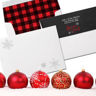 Christmas Card 5x7 Joyeux Noel Snowflakes Envelope