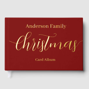 Christmas Card Album Personalised Family Name Guest Book