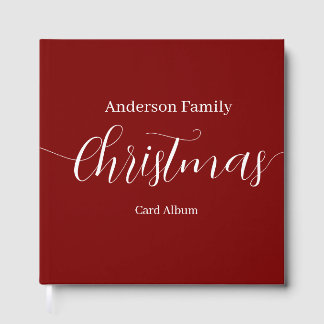 Christmas Card Album Personalised Family Name Guest Book
