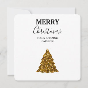 Christmas Card Amazing Parents - Glitter Xmas Tree