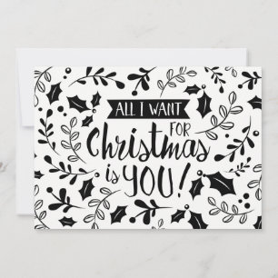 Christmas Card Black And White All I Want Branches