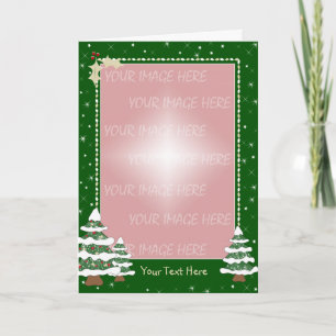 Christmas Card Border - Snowy Decorated Pine Trees