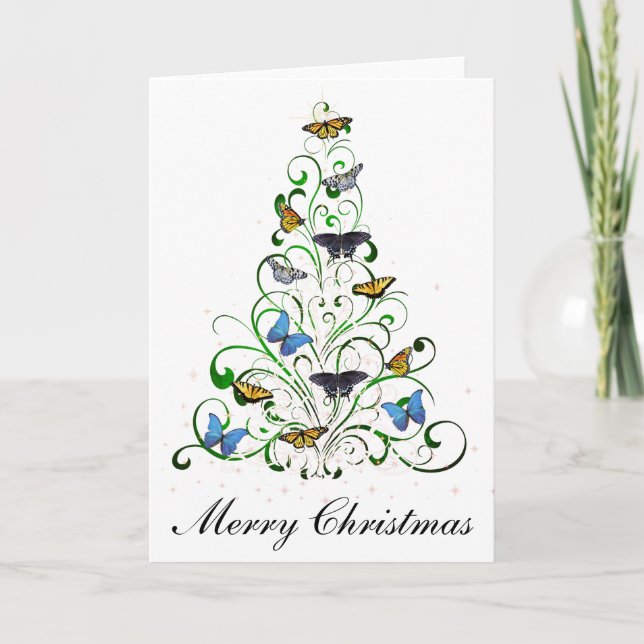 Christmas Card Butterfly Christmas Tree (Front)