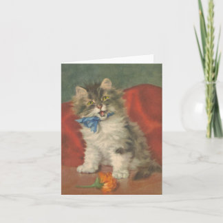 Christmas Card Cat Vintage reproduction