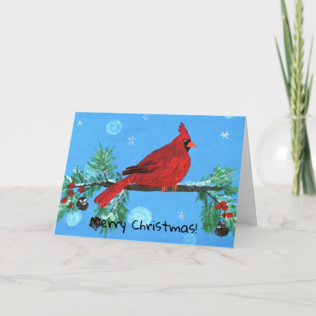 Christmas Card - Children's Art - Cardinal (Front)