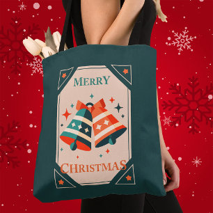 Christmas Card - Christmas Jingle Bells and Stars Tote Bag