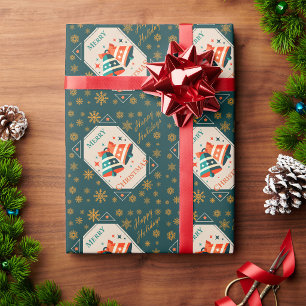 Christmas Card - Christmas Jingle Bells and Stars Wrapping Paper