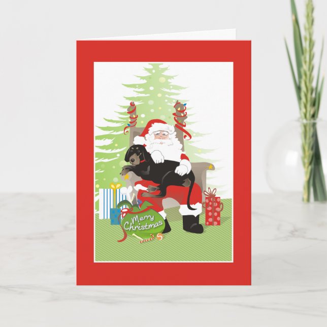 Christmas Card - Coonhound Dog - Black & Brown (Front)