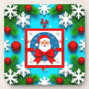 Christmas Card Design Featuring Santa Claus Coaster