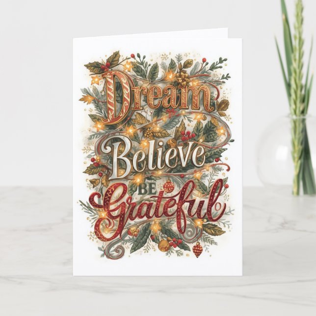 Christmas Card - Dream, Believe, Be Grateful (D) (Front)