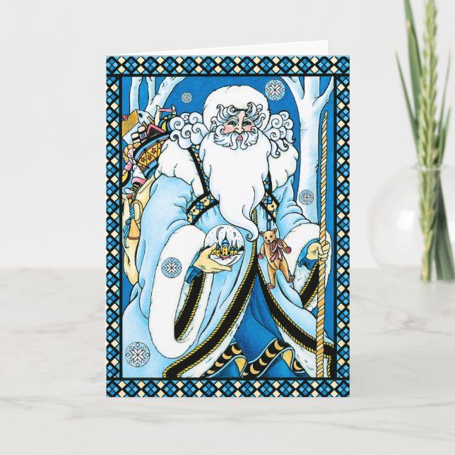Christmas Card: Father Christmas with Gifts Holiday Card (Front)