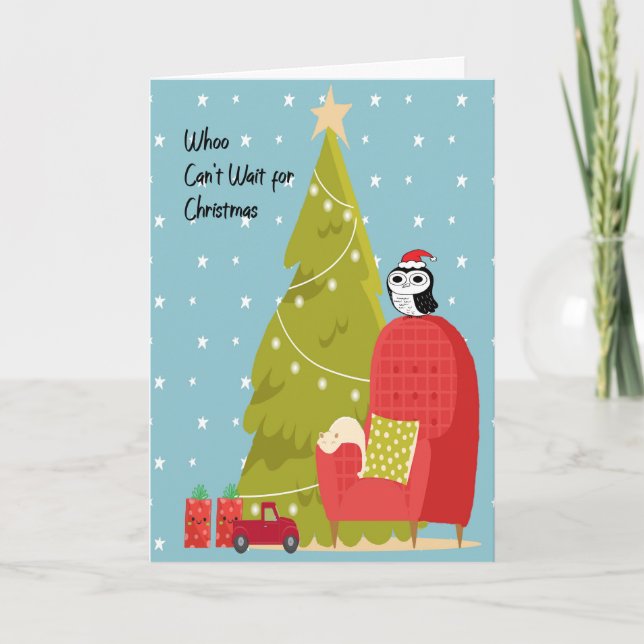 Christmas Card for Child with Tree & Owl (Front)