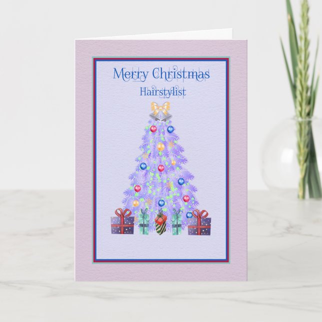 Christmas Card for Hairstylist Lavender Tree (Front)