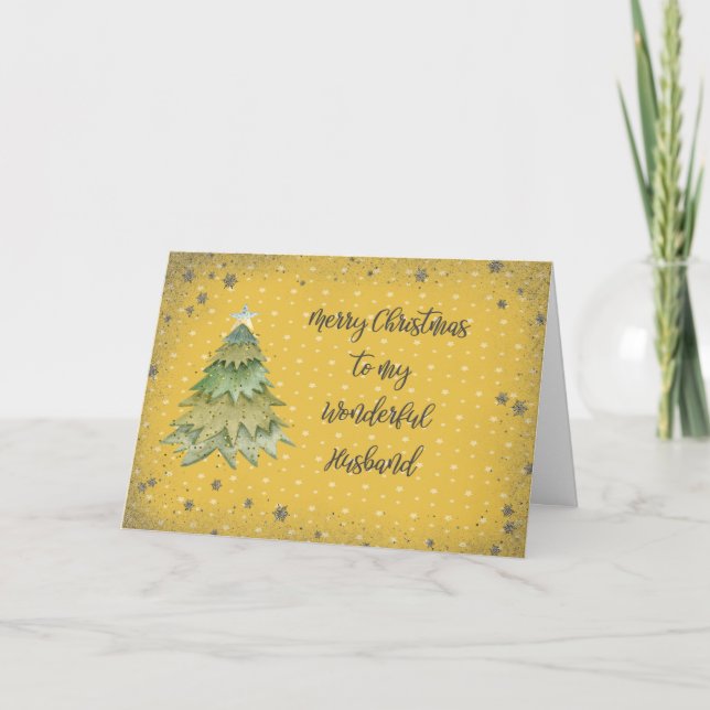 Christmas Card for Husband in Gold Colours (Front)