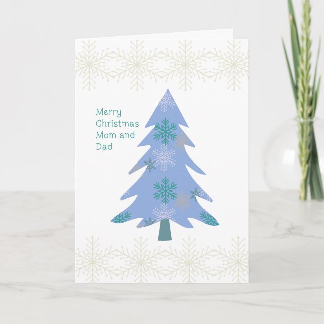 Christmas Card for Mum & Dad with Blue Tree (Front)